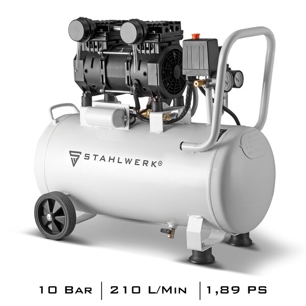 STAHLWERK Compresseur silencieux dair ST 310 Pro Puissance de pression 10 Bar, puissance moteur 1,89 CV