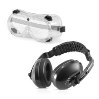 STAHLWERK Kit de protection au travail AS-4 avec protection auditive et lunettes de protection / lunettes &agrave; panier pour travailler en toute s&eacute;curit&eacute;